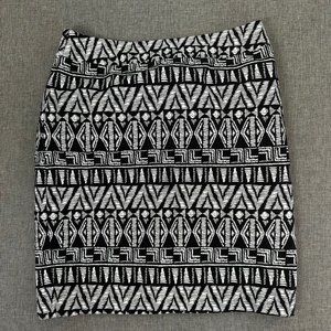 Cynthia Rowley Straight Skirt Sz 10 Black & White Lined 100% Cotton Zipper Closu